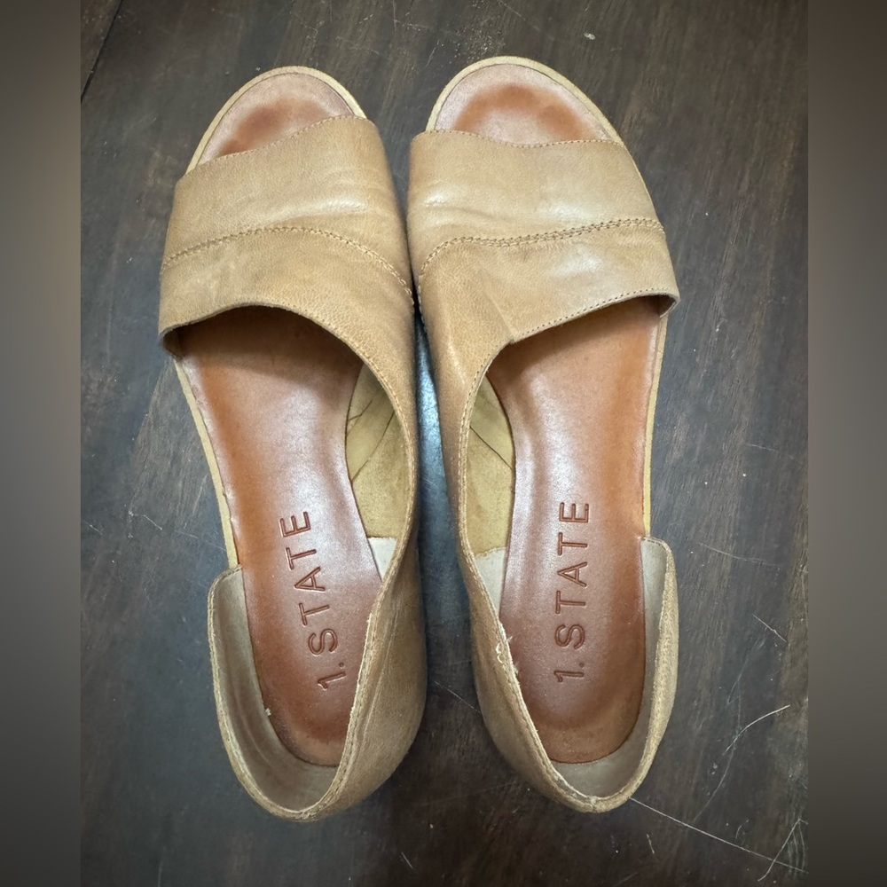 1. State brown leather flats